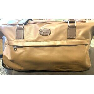 Bella Russo Brown Faux Leather Satchel Travel Rolling Duffle Bag Suitcase NWOT